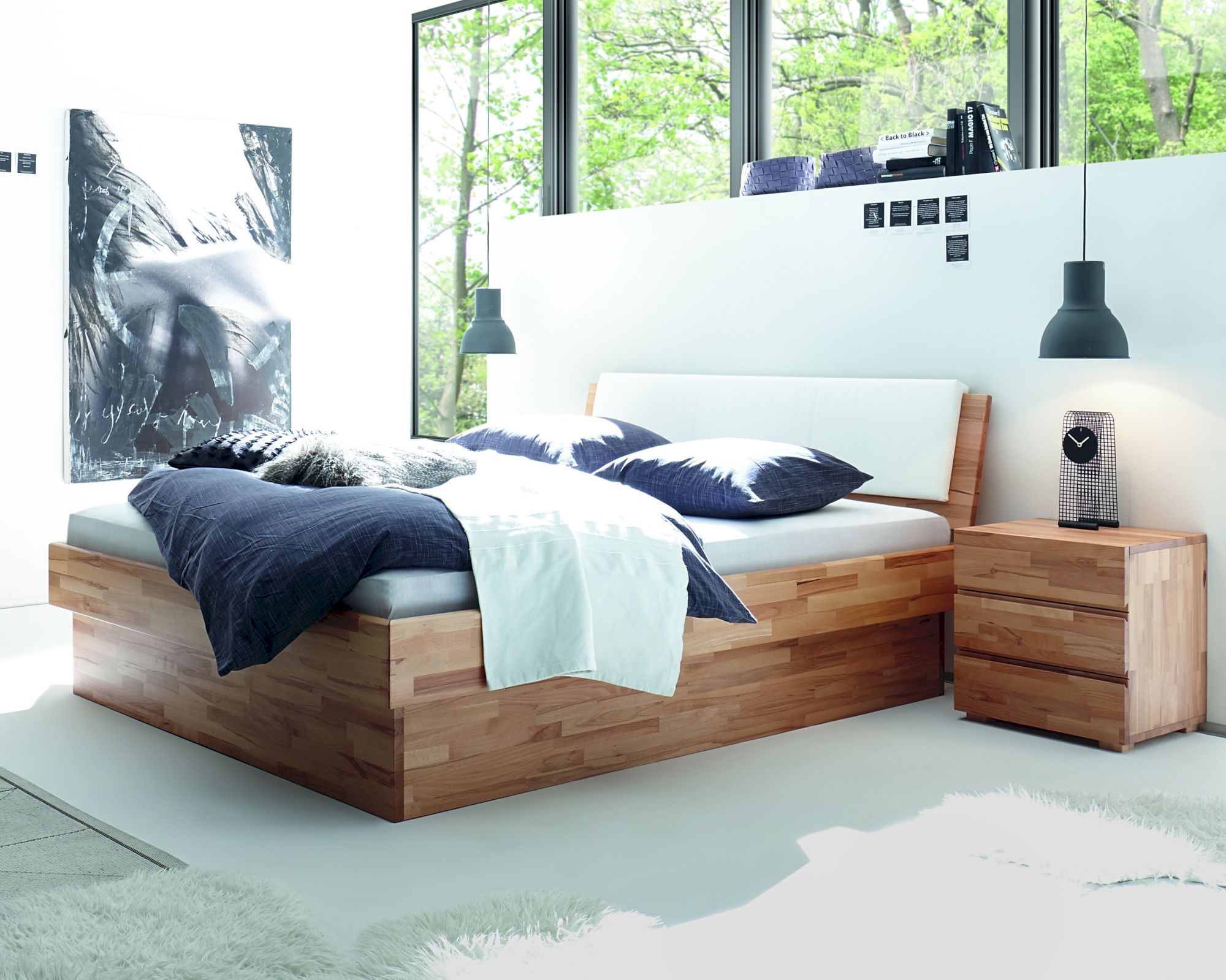 Hasena Wood-Line Massivholzbett Premium Practico/Varus 120x200 cm / Kernbuche natur, geölt / Weiss