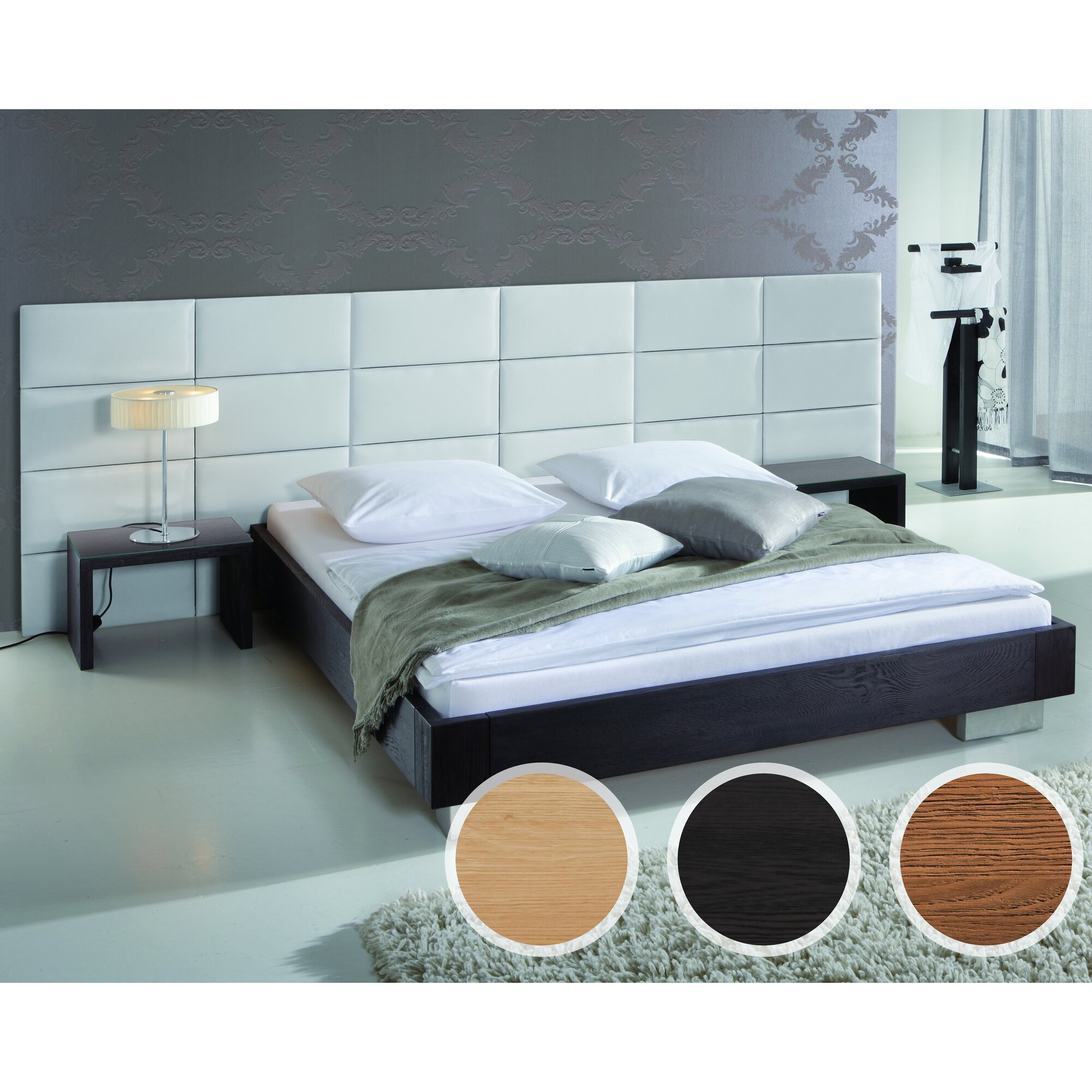 Hasena Oak-Line Massviholzbett Noro/Opio 200x200 cm / Eiche graphit, gebürstet, geölt Image