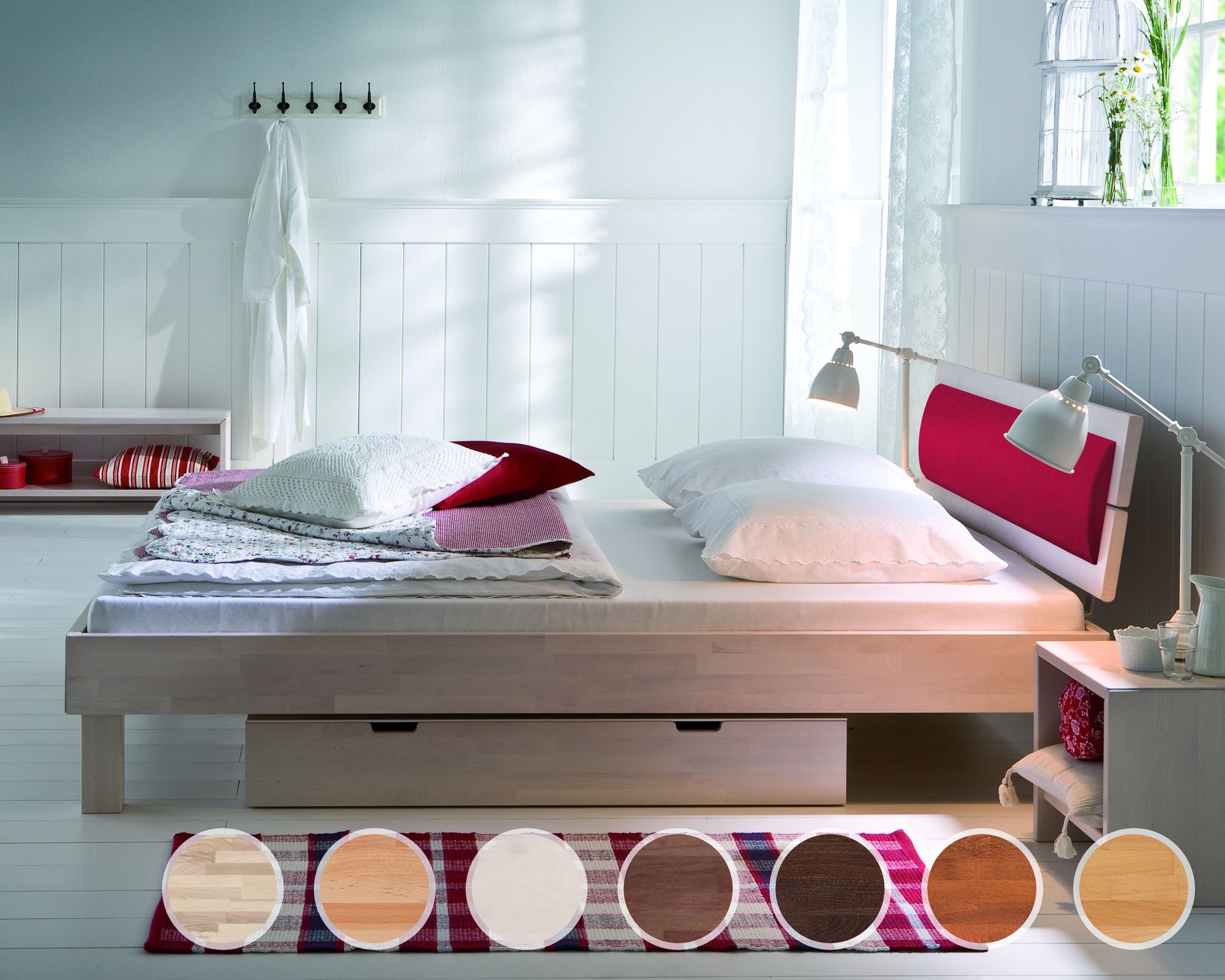 Hasena Wood-Line Massivholzbett Classic Cantu/Duetto 120x200 cm / Buche walnuss, geölt