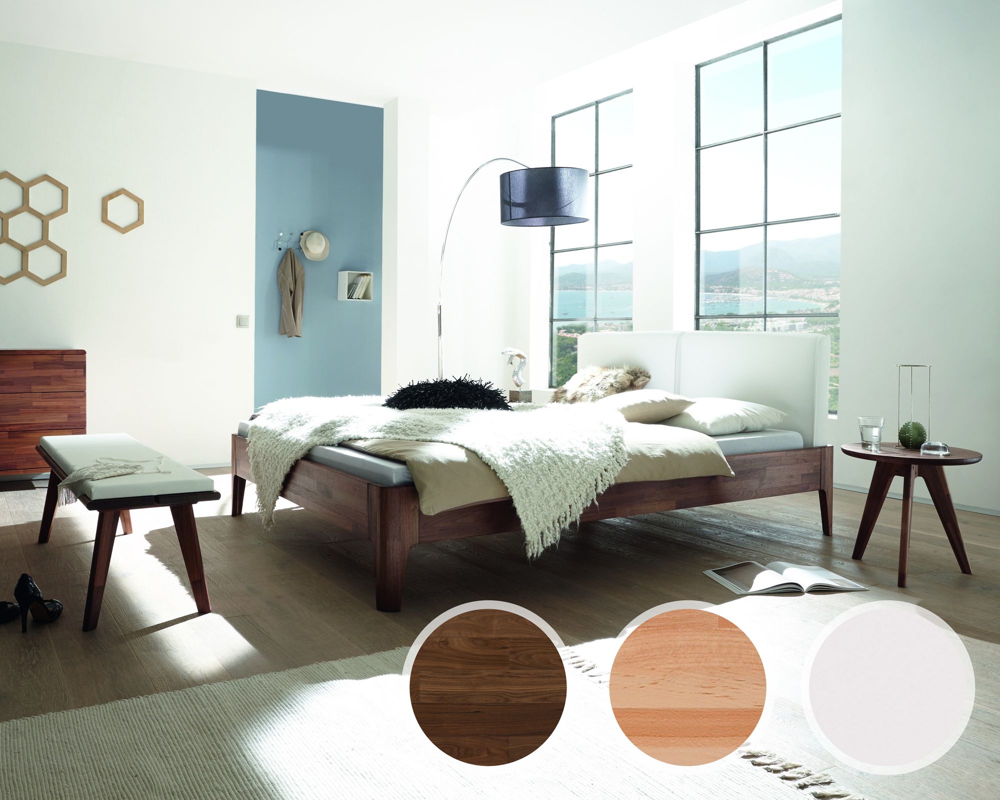 Hasena Fine-Line Massivholzbett Syma Xylo/Cemoa 180x220 cm / Buche weiss deckend, lackiert