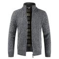 Sunshey Mens Knitted Cardigan with Zipper Plain Jumper (Dark Grey, M)