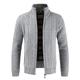 Sunshey Mens Knitted Cardigan with Zipper Plain Jumper (Light Grey, L)