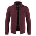 Sunshey Mens Knitted Cardigan with Zipper Plain Jumper (Red, L)