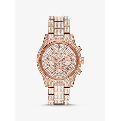 Michael Kors Ritz Pavé Rose Gold-Tone Watch Rose Gold One Size