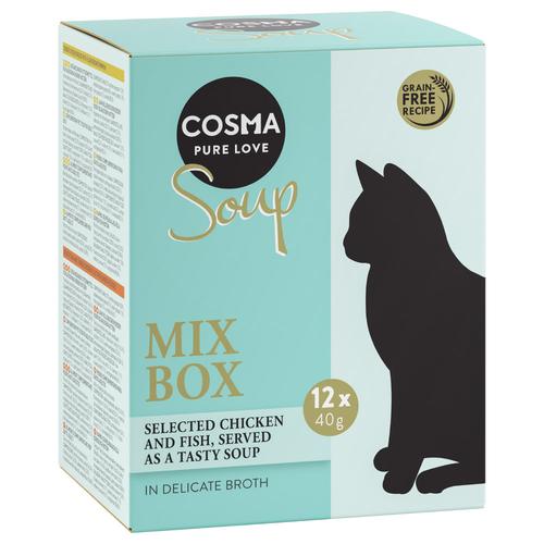 24x40g Mix 4 Sorten Cosma Soup Snack für Katzen mit besonders viel Flüßigkeit