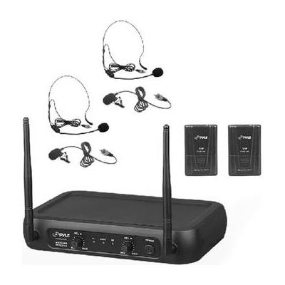 Pyle Pro PDWM2145 2-Person VHF Wireless Microphone System with 2 Lav & 2 Headset Mic PDWM2145