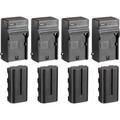 Bescor 2200mAh 7.4V NP-F Battery and Charger Kit (4-Pack) BCK72