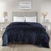 Madison Park 66x90 100% Polyester Reversible Plush To Microfiber Da Blanket in Navy - Olliix MP51-6380