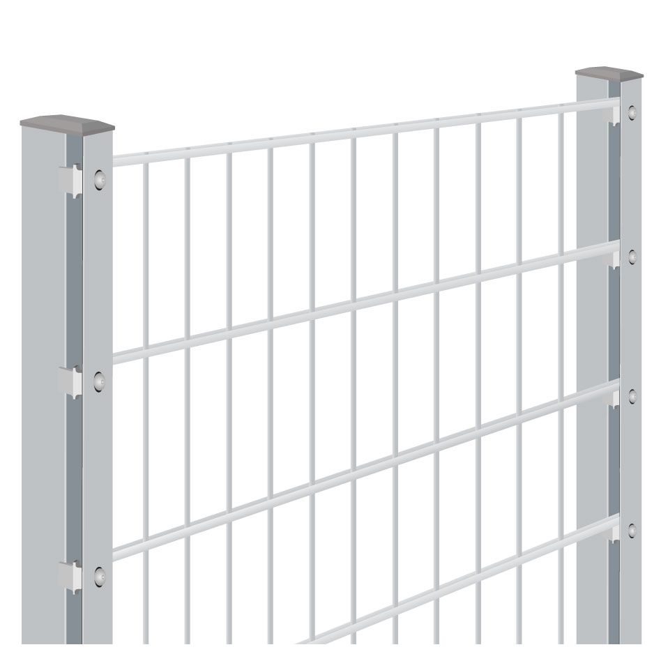 Doppelstabmattenzaun Rundum-sorglos-Paket Zink, Halteplättchen, 1830 mm,2 Ecken,7,5 m,8/6/8 mm Image