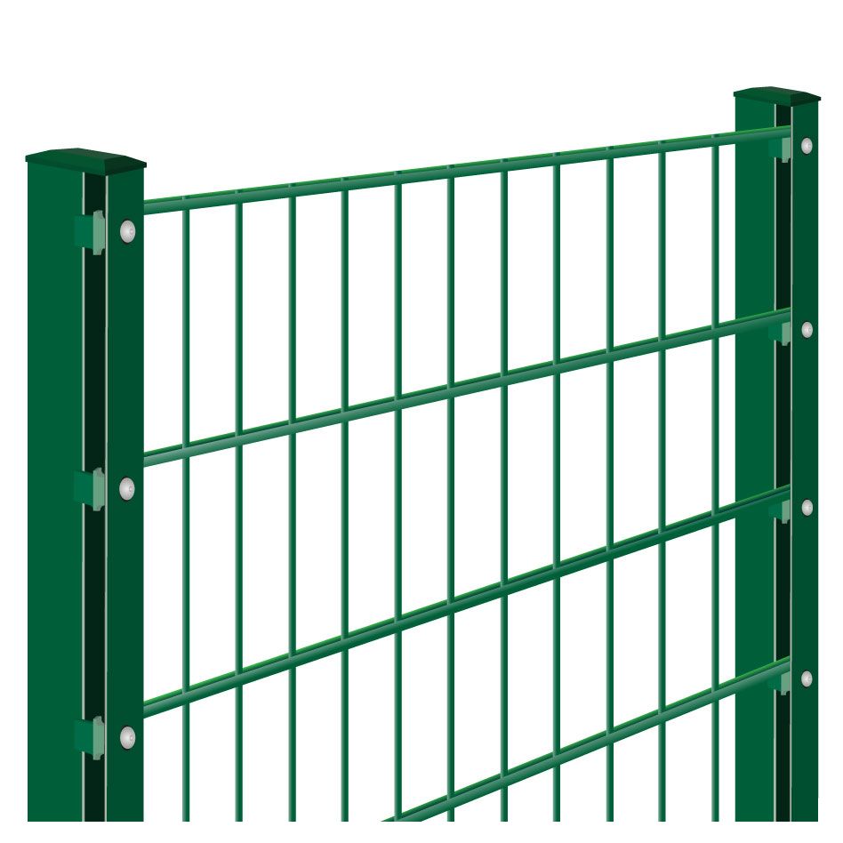 Doppelstabmattenzaun Rundum-sorglos-Paket Moosgrün, Halteplättchen, 1 Ecke,1430 mm,15 m,8/6/8 mm