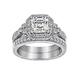 Amazon Collection Platinum-Plated Sterling Silver Antique Ring set with Asscher-Cut Infinite Elements Cubic Zirconia, Size 8