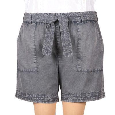 Summer Relaxation in Slate,'Drawstring Cotton Shorts in Slate from India'