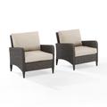 Kiawah 2Pc Outdoor Wicker Chair Set Sand/Brown - 2 Armchairs - Crosley KO70030BR-SA