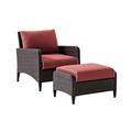 Kiawah 2Pc Outdoor Wicker Chair Set Sangria/Brown - Armchair & Ottoman - Crosley KO70032BR-SG