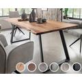 Massivholz »Thor« Akazie Baumkante-Tisch II 220x100 cm / 35mm / Akazie grau gesandstrahlt / Metall natur gewischt lackiert