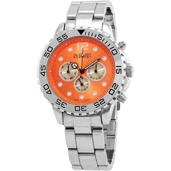 quartz-orange-dial-watch---metallic---august-steiner-watches/