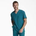 Dickies Men's Eds Essentials Tuckable V-Neck Scrub Top - Caribbean Blue Size M (DK635)