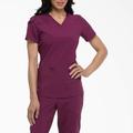 Dickies Women's Eds Essentials V-Neck Scrub Top - Wine Size XS (DK615)