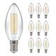 Pack of 10 x Crompton LED Dimmable Filament Candle Light Bulb Clear 5W B15 SBC 2700K Warm