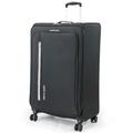 Pierre Cardin Soft Shell 79cm Suitcase with x4 Spinner Wheels - Quality Tested Soft Sided Luggage Travel Bag | Weighing 2.9 Kg 30" Inch Large 104 litres Cap CL610 (Large, Black & Grey)