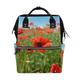 BKEOY Backpack Diaper Bag Red Poppies Field Pattern Diaper Bag Multifunction Travel Daypack for Mommy Mom Dad Unisex