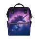 BKEOY Backpack Diaper Bag Purple Starry Night Unicorn Diaper Bag Multifunction Travel Daypack for Mommy Mom Dad Unisex