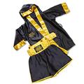 kidboXXer Baby & Kids Boxing Short & Gown Set - Uniform. Light Weight Satin Style Robe (Ages 12 Months - 14 Years) Black & Gold (Black/Giold, 10-12 years)