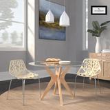 Modern Asbury Dining Chair w/ Chromed Legs (Set of 2) - LeisureMod AC16CR2