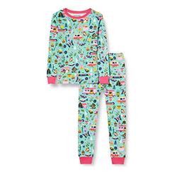 Hatley Mädchen Long Sleeve Printed Pajama Set Pyjamaset, Glamping, 4 Jahre