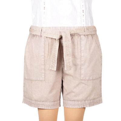 Summer Relaxation in Khaki,'Drawstring Cotton Shorts in Beige from India'