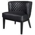 Diamond Stitched Black Vinyl Barrel Guest Chair