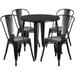 30'' Round Black-Antique Gold Metal Indoor-Outdoor Table Set with 4 Cafe Chairs - Flash Furniture CH-51090TH-4-18CAFE-BQ-GG