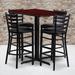 24''W x 42''L Rectangular Mahogany Laminate Table Set with 4 Ladder Back Metal Barstools - Black Vinyl Seat - Flash Furniture HDBF1018-GG