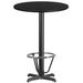 30'' Round Black Laminate Table Top with 22'' x 22'' Bar Height Table Base and Foot Ring - Flash Furniture XU-RD-30-BLKTB-T2222B-3CFR-GG