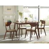 George Oliver Flara 5 - Piece Rubberwood Solid Wood Dining Set Wood/Upholstered in Brown | 30 H in | Wayfair 66808C9C53984247BEF4C523DC78FBB3