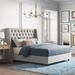 Kelly Clarkson Home Annabel Tufted Low Profile Standard Bed Upholstered/Metal in Black | 56 H x 80 W x 89 D in | Wayfair