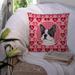 The Holiday Aisle® Lucus Boston Terrier Hearts Love Valentine's Day Indoor/Outdoor Geometric 14" Throw Pillow Polyester/Polyfill blend | Wayfair