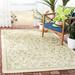 Green 63 x 0.25 in Area Rug - Fleur De Lis Living Galena Stults Floral White Ivory/Indoor/Outdoor Area Rug, Synthetic | 63 W x 0.25 D in | Wayfair