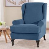 Alcott Hill® Ultra Soft Box Cushion Wingback Slipcover Polyester in Blue | Wayfair 866054CBA9754F6EB0381390052988D9