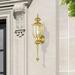 Lark Manor™ Amberdawn 25.25" H Beveled Glass Outdoor Wall Lantern Brass/Glass/Metal in Yellow | 25.25 H x 7 W x 7.5 D in | Wayfair