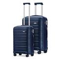 Kono 2 Piece Lightweight Luggage Set Polypropylene 20" Carry-on Hand Cabin Luggage + 28" Check in Hard Shell Suitcase with TSA Lock (Navy)