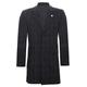 Mens 3/4 Long Wool Black Check Crombie Overcoat Jacket Blinders Trench Slim Fit Coat 48