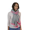 Grey Neon PInk100% Pure Cashmere Oversized Scarf Travel Wrap Shawl Stole