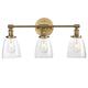Phansthy Antique Brass 3 Head Wall Lights, Vintage Wall Lamps with Switch, Retro Industrial Sconce with Bell Glass Shade for Kitchen Dining Room Vanity Mirror, Suit for E27 Bulbs (Antique)
