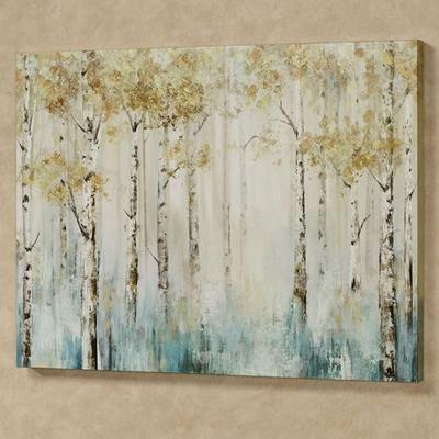 Leaves of Gold Canvas Wall Art Multi Cool , Multi Cool