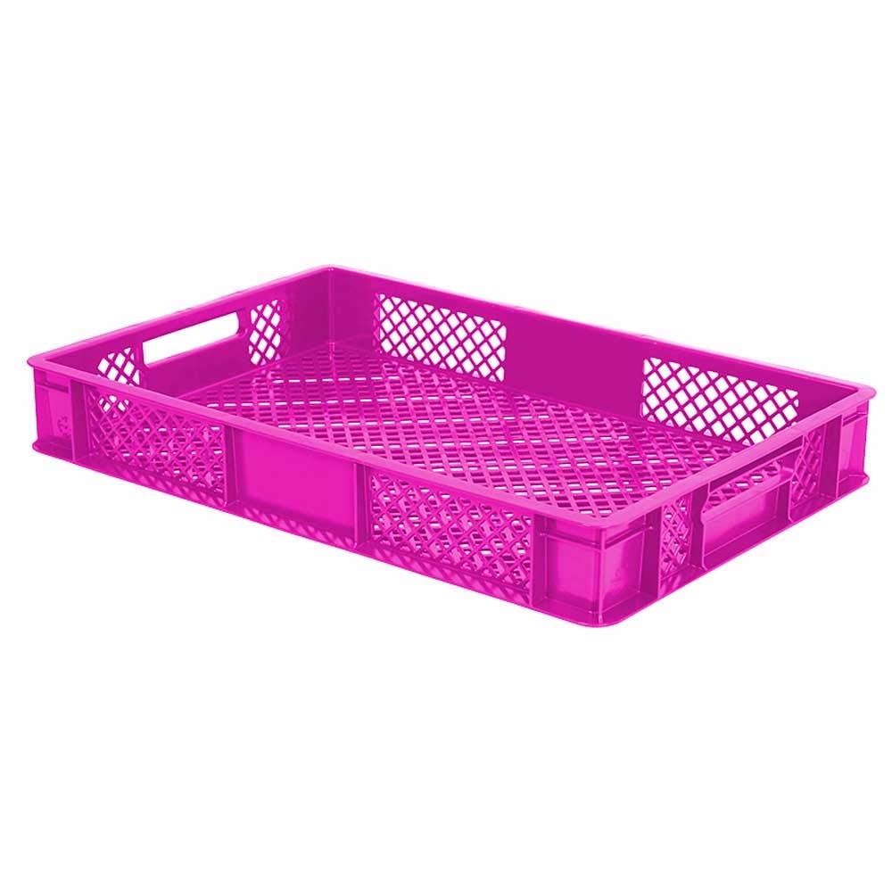 156 Stück Eurobehälter durchbrochen/Bäckerkiste, LxBxH 600 x 400 x 90 mm, lebensmittelecht, pink, Palettenware Image