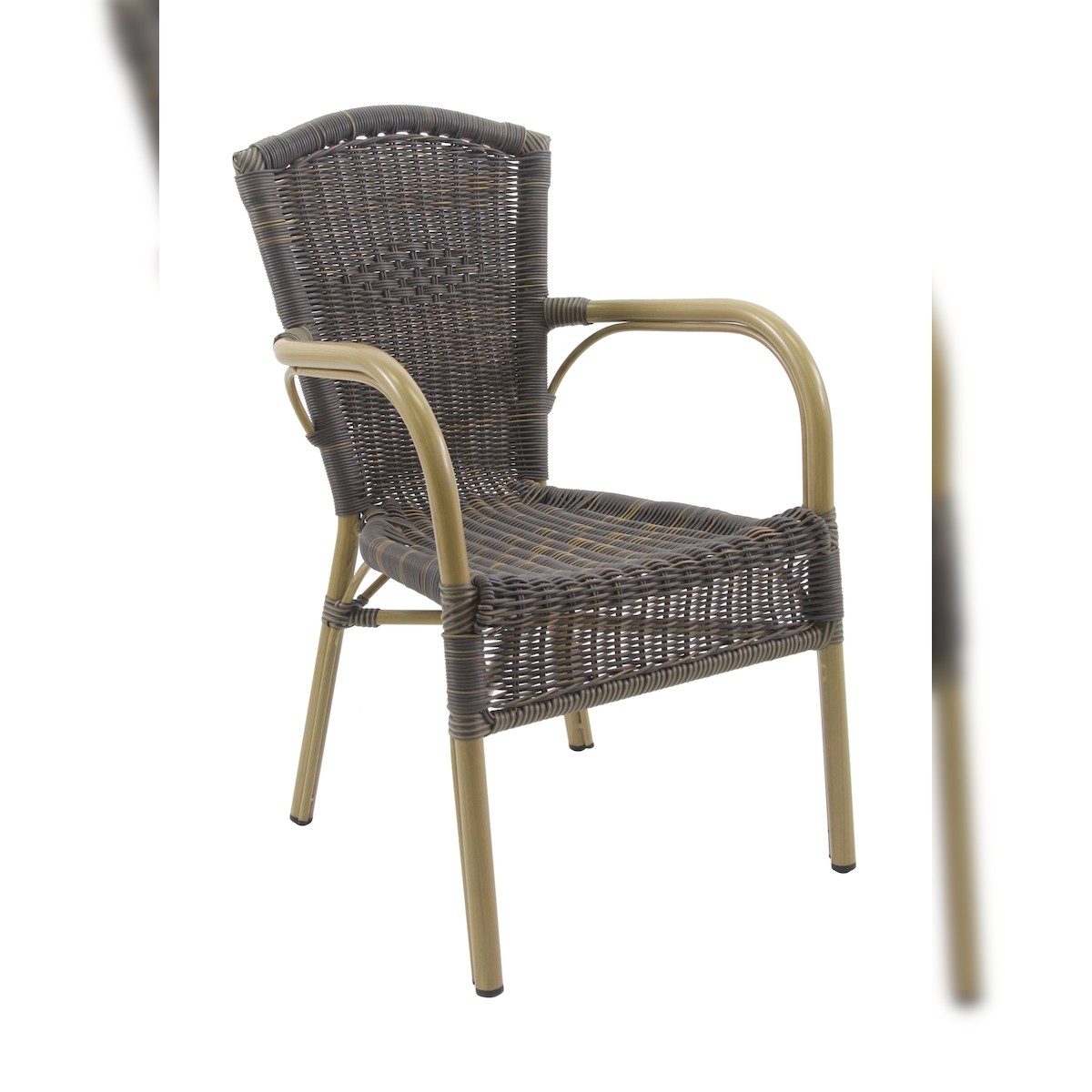 METRO PROFESSIONAL Armlehnstuhl stapelbar Feltre, Alu/Polyrattan, Bambus Optik, braun Image