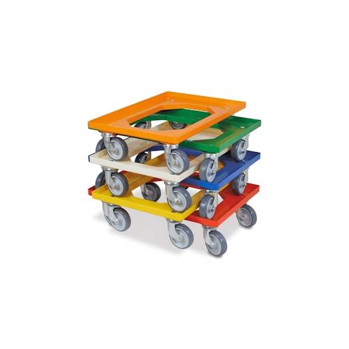 6x Logistikroller/Kistenroller für Behälter 600 x 400 mm, Tragkraft 250 kg, 6 Farben/gemischt