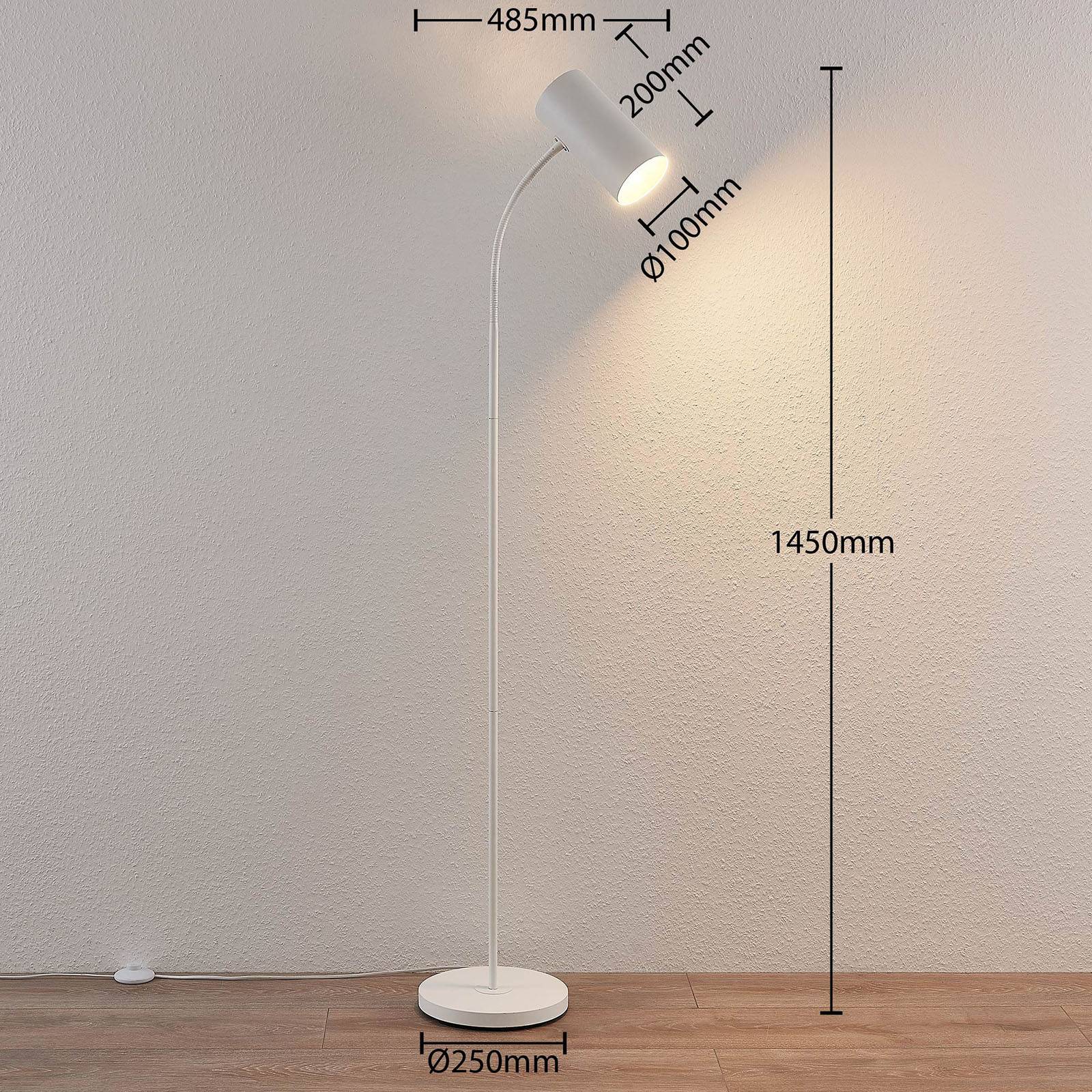 Stehleuchte Karoli mit Flexarm in Weiß