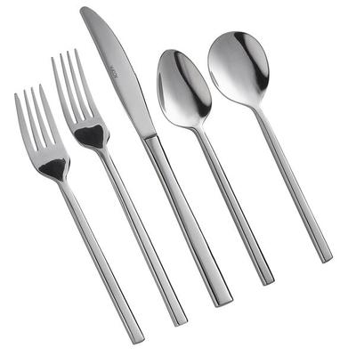 Acopa Odin Black / Silver 18/8 Brushed Stainless Steel Extra Heavy Weight  Forged Flatware Set with